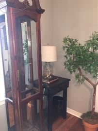 lighted display cabinet and more end tables and lamps