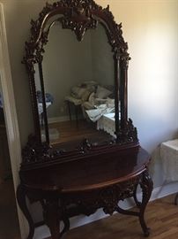 gorgeous demi lune table with matching mirror--Perfect for entrance hall