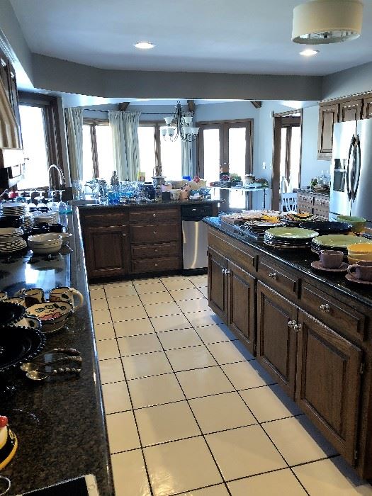 Dishes, bar ware,  small kitchen appliances, Crate & Barrel Fiesta ware and MUCH MUCH more! 
