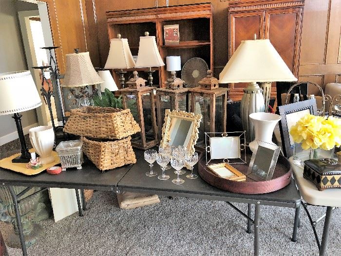 Hooker Hardwood Furniture, Gorham Crystal Athea Cut Glasses, baskets, lanterns and more!