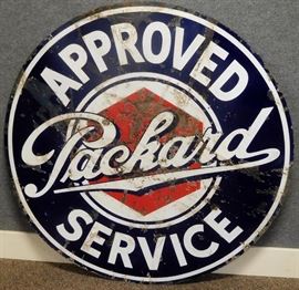 Vintage Original 5ft Packard Approved Service Double Sided Porcelain Dealership Sign 