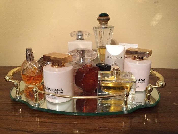 Assorted perfumes.