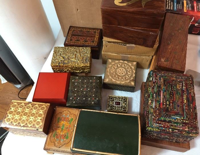 Large selection of decorative boxes.