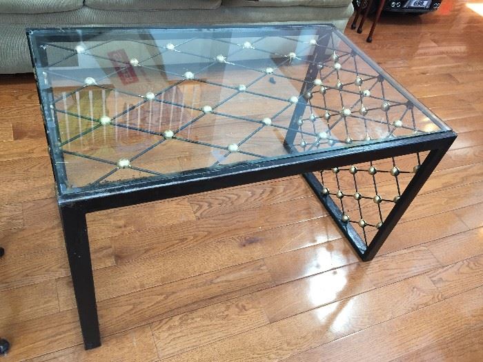 Glass and metal coffee table.