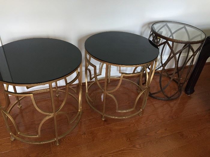Round accessory tables.