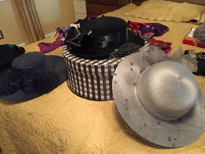 Hats and hat box.