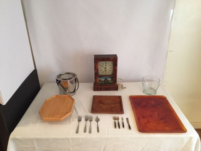 Clock, Ice Bucket, Tray, Cheese Board  https://www.ctbids.com/#!/description/share/7748