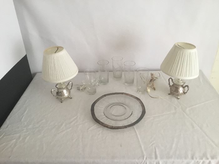 2 Silver Based Lamps, Crystal Glasses  https://www.ctbids.com/#!/description/share/7714
