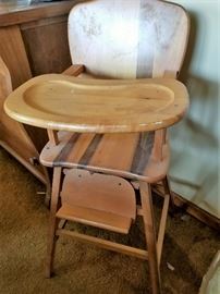 50's All Wood Baby High Chair