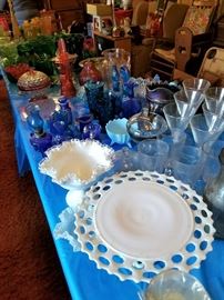 Numerous Depression Glass and Milk Glass Pieces