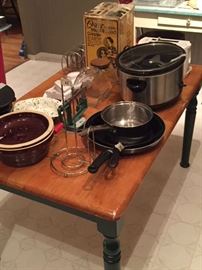 kitchen equipment: Griswold # 8 iron skillet, electric sausage maker