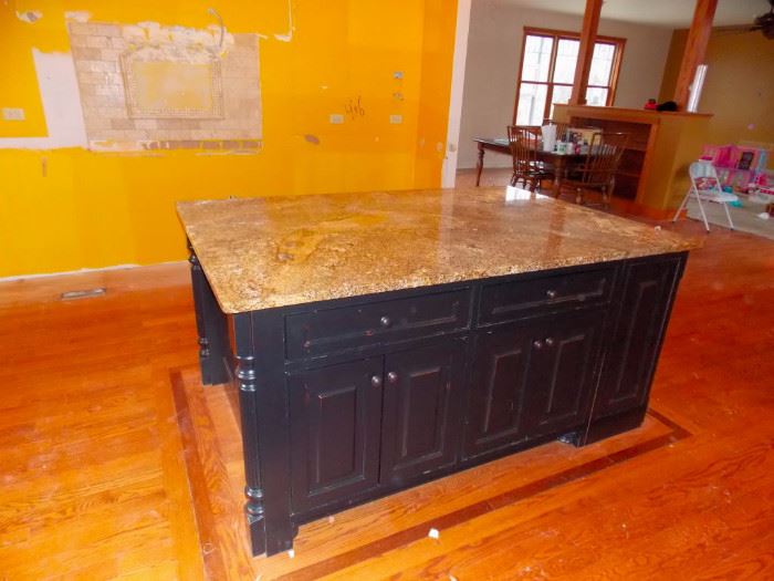 amish made cherry kitchen island with granite counter tops 