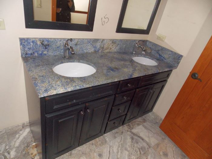 custom blue granite vanity