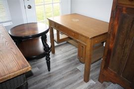 Two Tiered Side Table and Vintage Desk