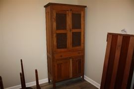 Antique Oak Cabinet with Tin Punch Front