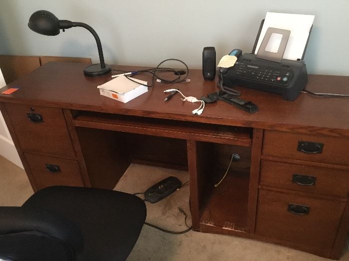 Long skinny Mission style desk 
