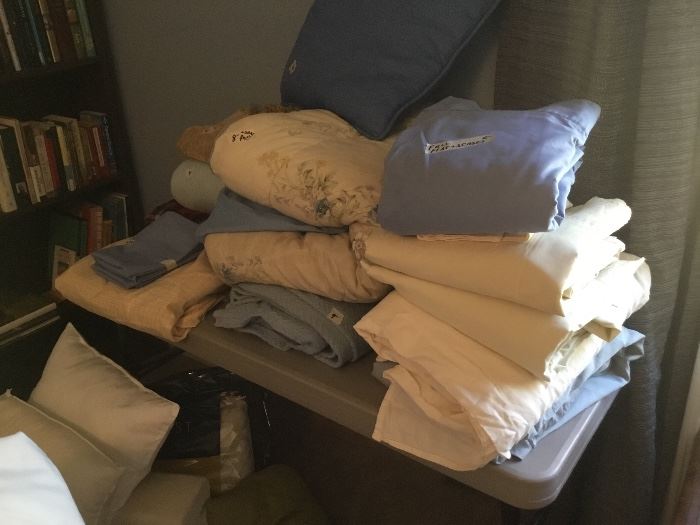 Bed linens, sheets.