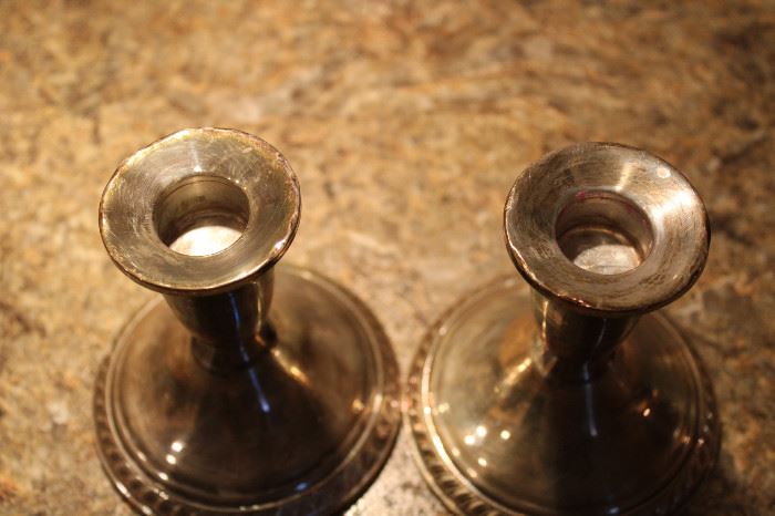 weighted sterling silver candleholders