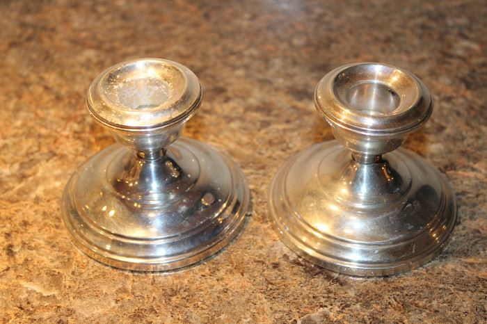 weighted sterling candleholders