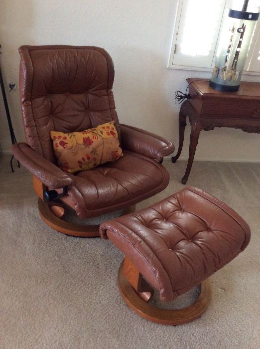 Vintage Eames Style Recliner and Ottoman