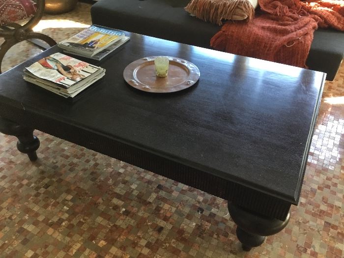 Heavy black wooden coffee table $350