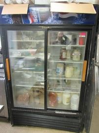 True Refrigerator Display Case with Sliding Doors