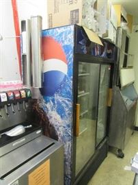 True Refrigerator Display Case with Sliding Doors