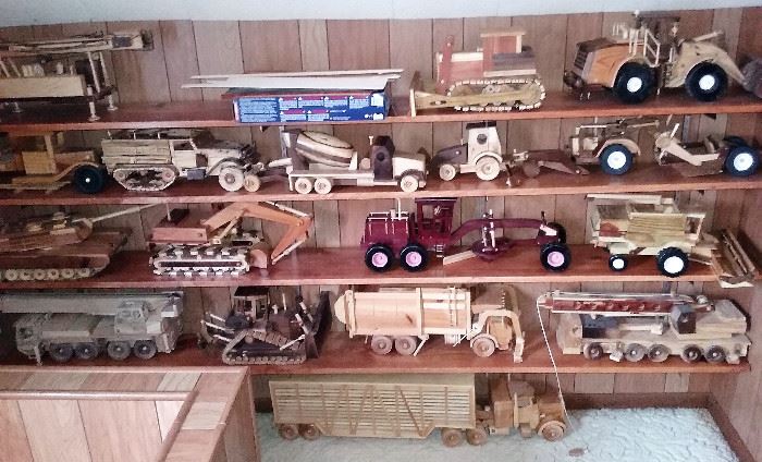 wooden model trucks and equipment