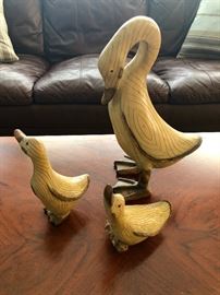 Wooden duck family