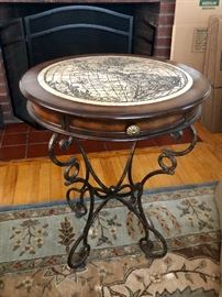 Globe Table with wrought iron base