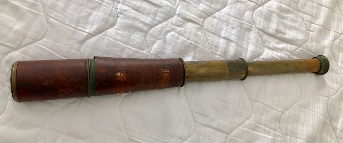 WWI  Tel-Sig Mk IV Draw Telescope with the original leather covering.