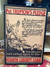 Original Pvt. Treptow's Pledge WWI Liberty Loan Poster