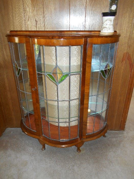 leaded glass curio cabinet