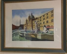 Rown "Water Fountain" watercolor 9x12