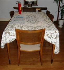 Dining table, with four chairs and 2 captain chairs