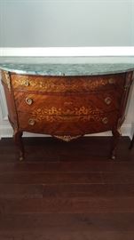 Gorgeous French Style Demi Lune 3 Drawer Chest w/ Inlay