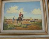 Roping cowboy John d. Free 1968 Oklahoma artist $1200