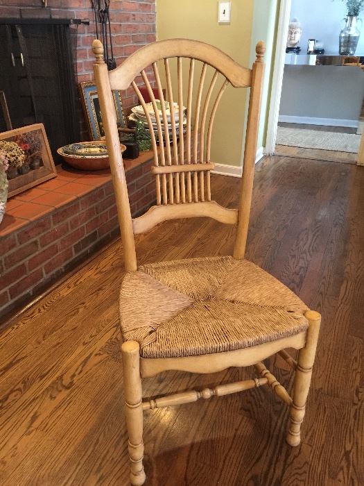 3. Eddy West Sheaf Back Side Chairs w/ Rush Seats, 6 Chairs