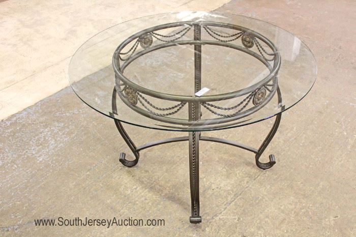 5 Piece Contemporary Metal and Glass Top Table with Medallion Accent Kitchen Table and 4 Chairs 