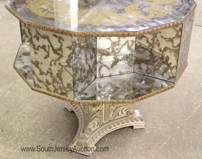 Nostalgic Vintage Mirrored Rotating South Philly Lamp Table 