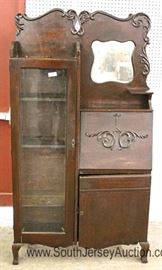 ANTIQUE Oak Secretary Bookcase/Side by Side with Original Finish and Applied Carving 