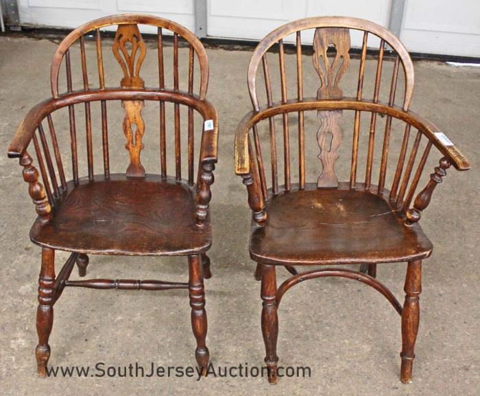 PAIR ANTIQUE Oak Double Coned Windsor Chairs 