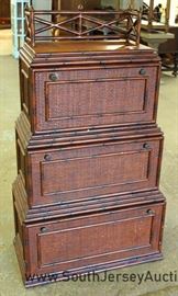 Bamboo and Wicker Style Chest on Chest on Chest with Desk 