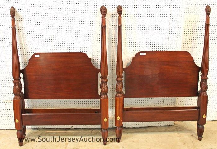  Super Clean PAIR of SOLID Mahogany 4 Poster Twin Beds

by "Councill Craftsman Furniture" 