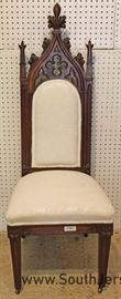 ANTIQUE Walnut Gothic Style Side Chair 