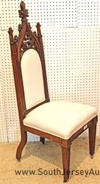 ANTIQUE Walnut Gothic Style Side Chair 