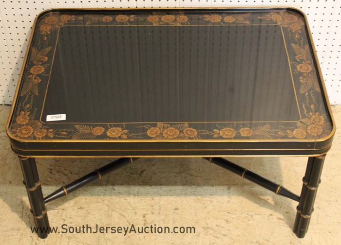 Asian Decorated Coffee Table with Bamboo Style Legs by "Wellington Hall Furniture" 