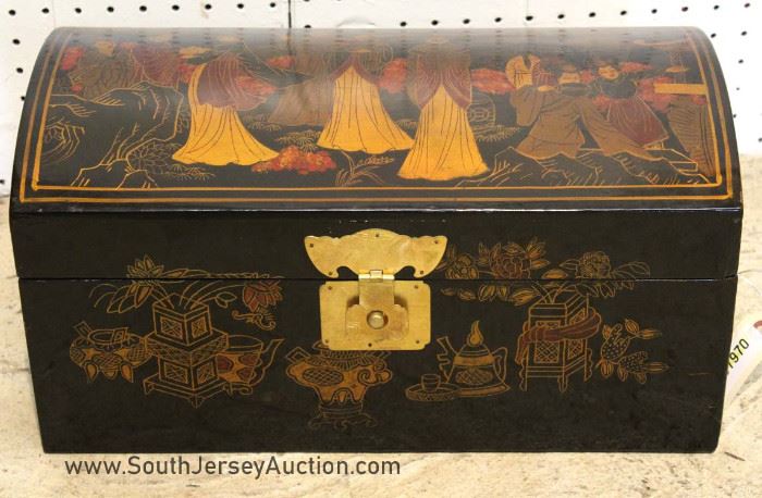 Dome Top Asian Decorated Storage Box 