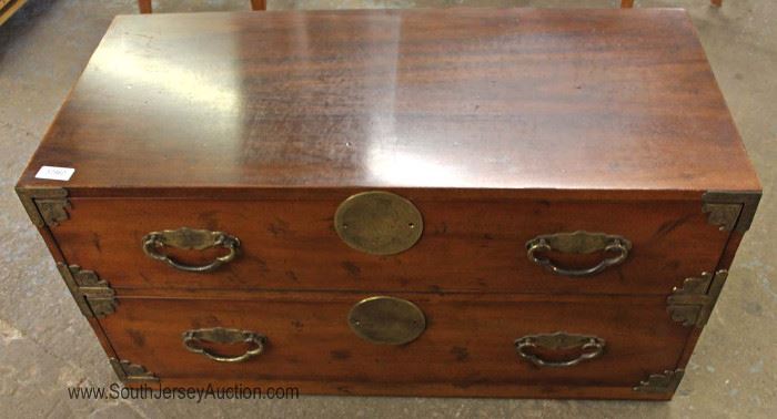 Asian 2 Drawer SOLID Mahogany Chest with Brass Accents by "Henredon Furniture" 