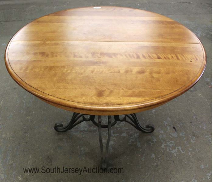 5 Piece SOLID Maple Iron Base Kitchen Table and 4 Chairs by "Nichols and Stone Furniture" Table has 2 Leaves 